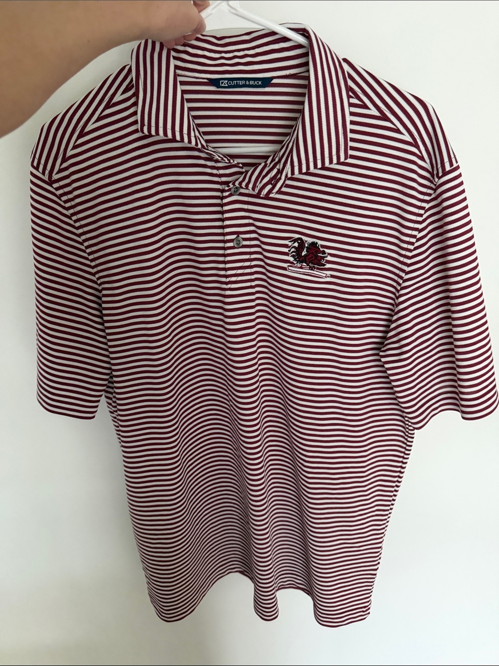 Cutter & Buck Men's Striped Polo - Maroon & White